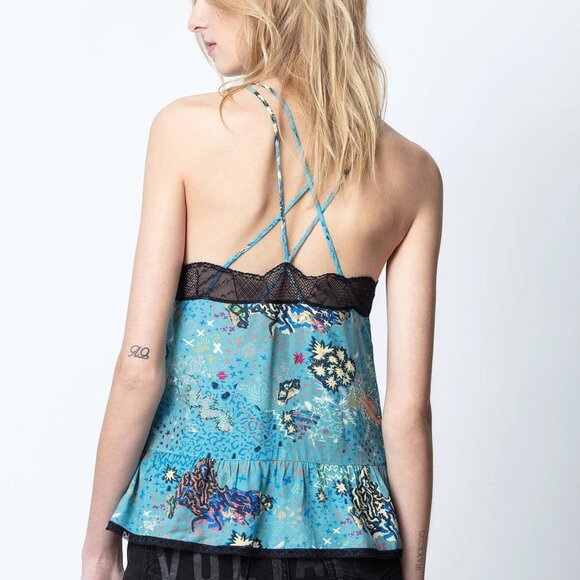 Zadig & Voltaire Celest Glam Rock Silk Camisole - Picture 2 of 10